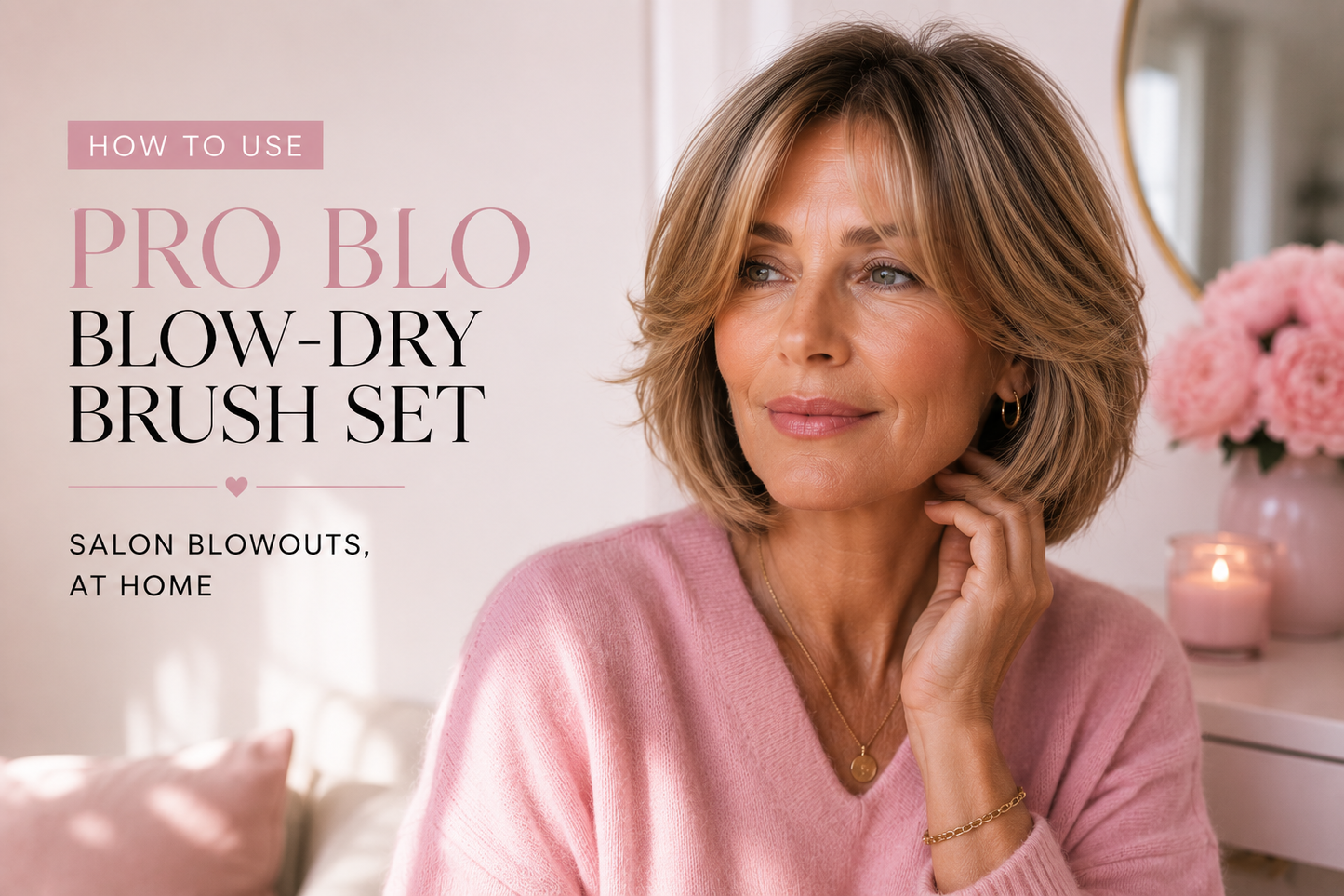 Styling hair with a Pro Blo blow-dry brush barrel and hairdryer